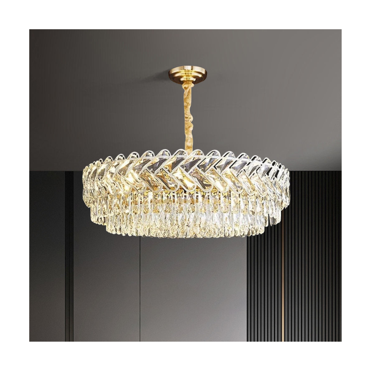 Chevron Crystal Halo Chandelier